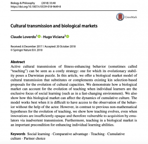 Cultural transmission and biological markets